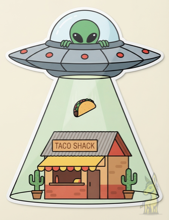 UFO Taco Abduction Vinyl Sticker