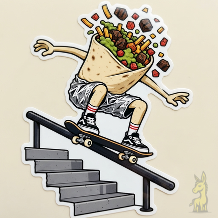 Skating Burrito Vinyl Sticker