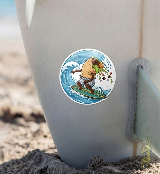 Surfing Burrito Vinyl Sticker
