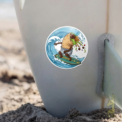 Surfing Burrito Vinyl Sticker