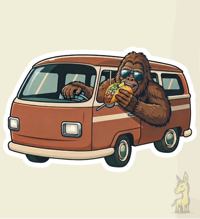 Sasquatch Van Life Vinyl Sticker